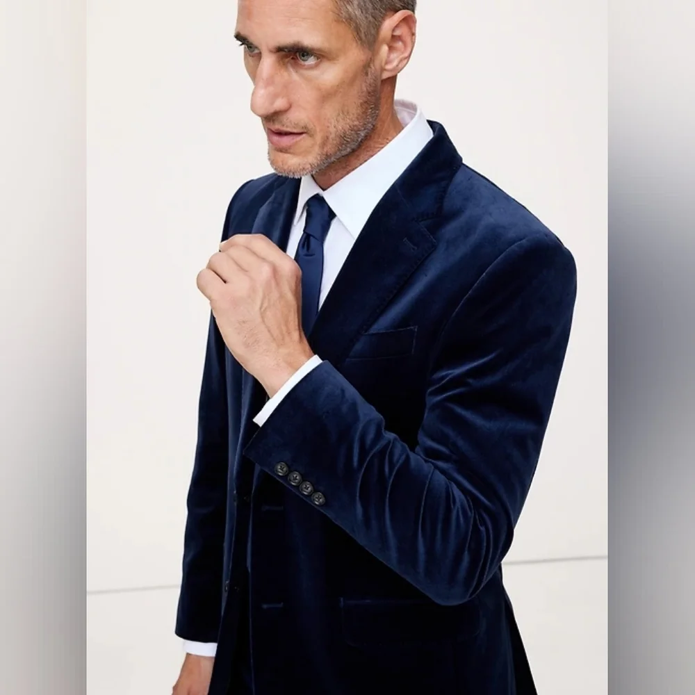 NWT Banana Republic Horizon Blue Men's Deep Blue Velvet Blazer Size 36R